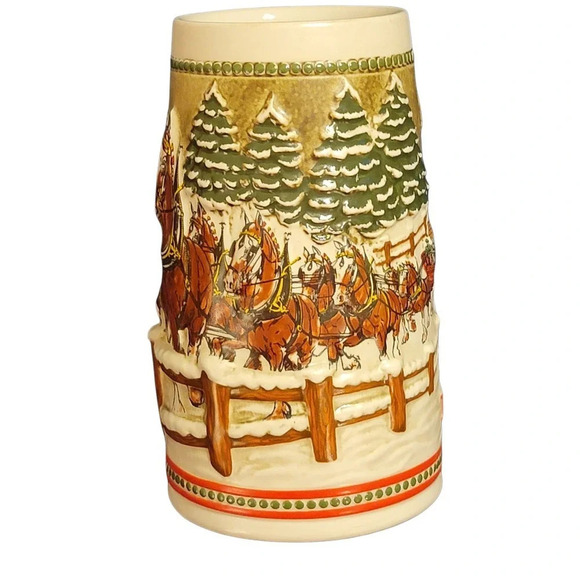 Anheuser-Busch Budweiser Holiday Christmas Clydesdales Limited Edition Stein - Picture 2 of 12